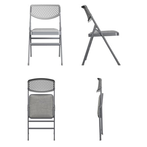 Ultra Comfort Commercial XL Premium Fabric Padded Folding Chair - Gray - 2-Pack