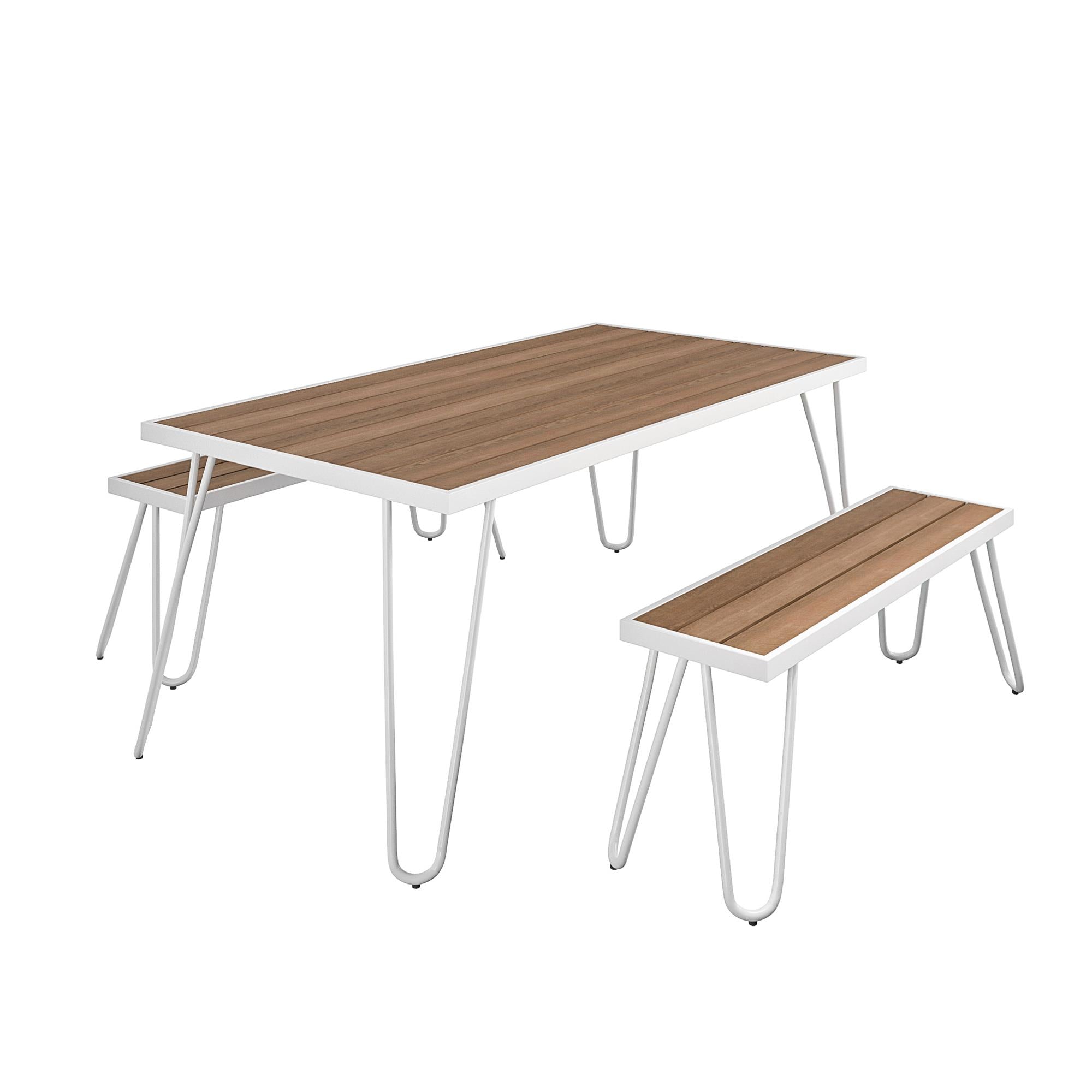 Novogratz Paulette 5' Table and Bench Set - White