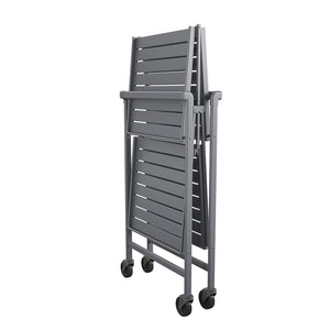 Folding Serving Cart With 2 Slatted Shelves - Gray - Slatted Shelf