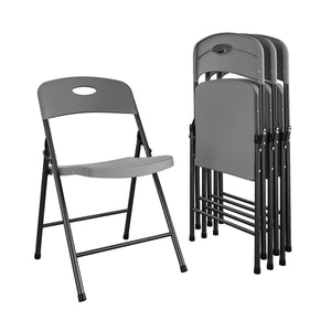 Solid Resin Plastic Folding Chair - Gray - 4-Pack