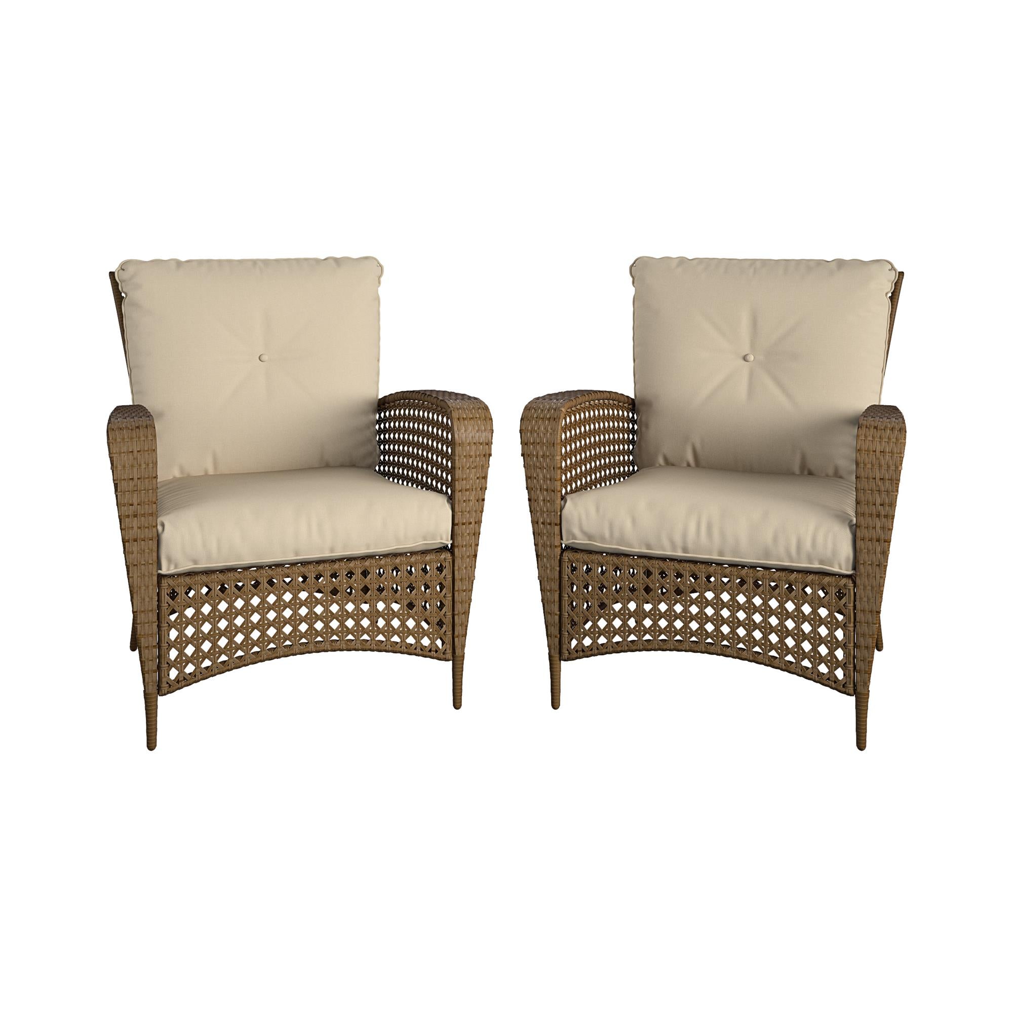 Lakewood Ranch Steel Woven Wicker Lounge Chairs - Tan - N/A