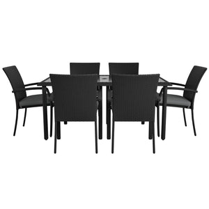 7 Piece Lakewood Ranch Dining Set with Cushions - Black