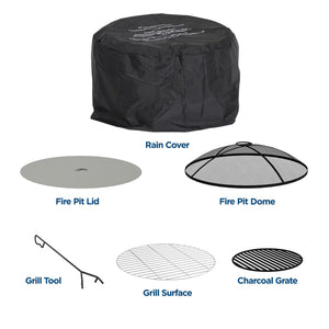 COSCO Outdoor 25" Geo Wood Burning Fire Pit with Rain Cover and Accessories, Ceramic, Gray - Gray