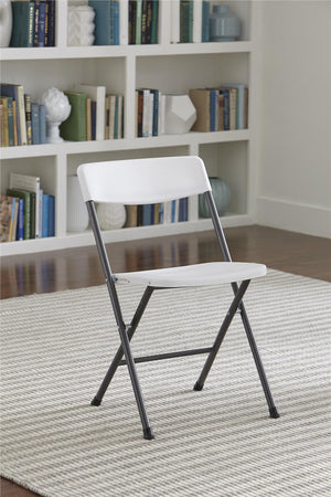 Resin Folding Chair with Molded Seat and Back - White/Speckle Pewter - 4-Pack