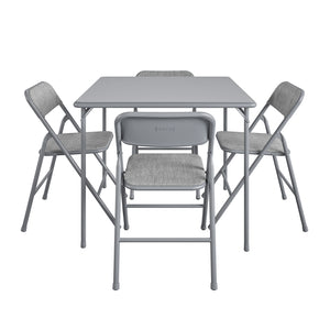 Ensemble de salle à manger pliant 5 pièces en tissu COSCO et table de jeu de cartes en vinyle de 86 cm, gris