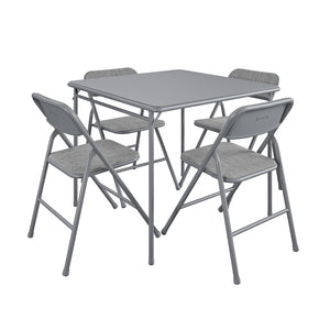 Ensemble de salle à manger pliant 5 pièces en tissu COSCO et table de jeu de cartes en vinyle de 86 cm, gris