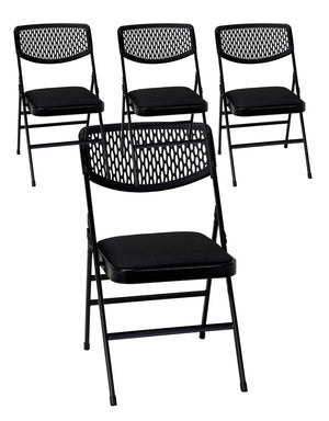 Ultra Comfort Commercial XL Premium Fabric Padded Folding Chair - Black - 4-Pack