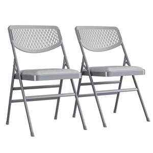 Ultra Comfort Commercial XL Premium Fabric Padded Folding Chair - Gray - 2-Pack