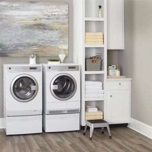 1-Step Non-Folding Steel Step Stool - Platinum/Black