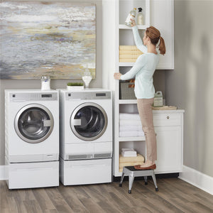 1-Step Non-Folding Steel Step Stool - Platinum/Black