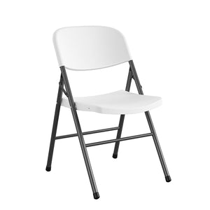COSCO Commercial Plastic, Indoor/Outdoor Folding Chair, White, 4-Pack - White Speckley Pewter - 4-Pack