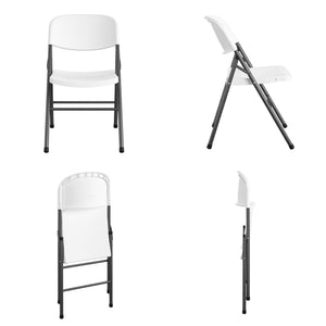 COSCO Commercial Plastic, Indoor/Outdoor Folding Chair, White, 4-Pack - White Speckley Pewter - 4-Pack