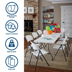 COSCO Commercial Plastic, Indoor/Outdoor Folding Chair, White, 4-Pack - White Speckley Pewter - 4-Pack