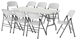 COSCO Commercial Plastic, Indoor/Outdoor Folding Chair, White, 4-Pack - White Speckley Pewter - 4-Pack