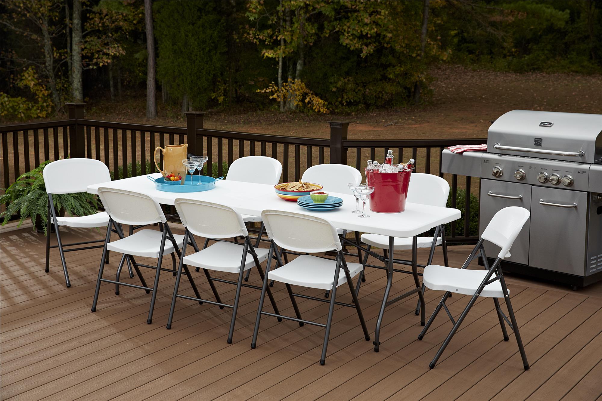 COSCO Commercial Plastic, Indoor/Outdoor Folding Chair, White, 4