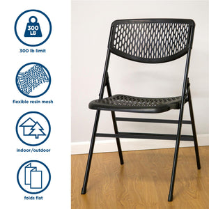 Ultra Comfort Commercial XL Plastic Folding Chair - Black - 2-Pack