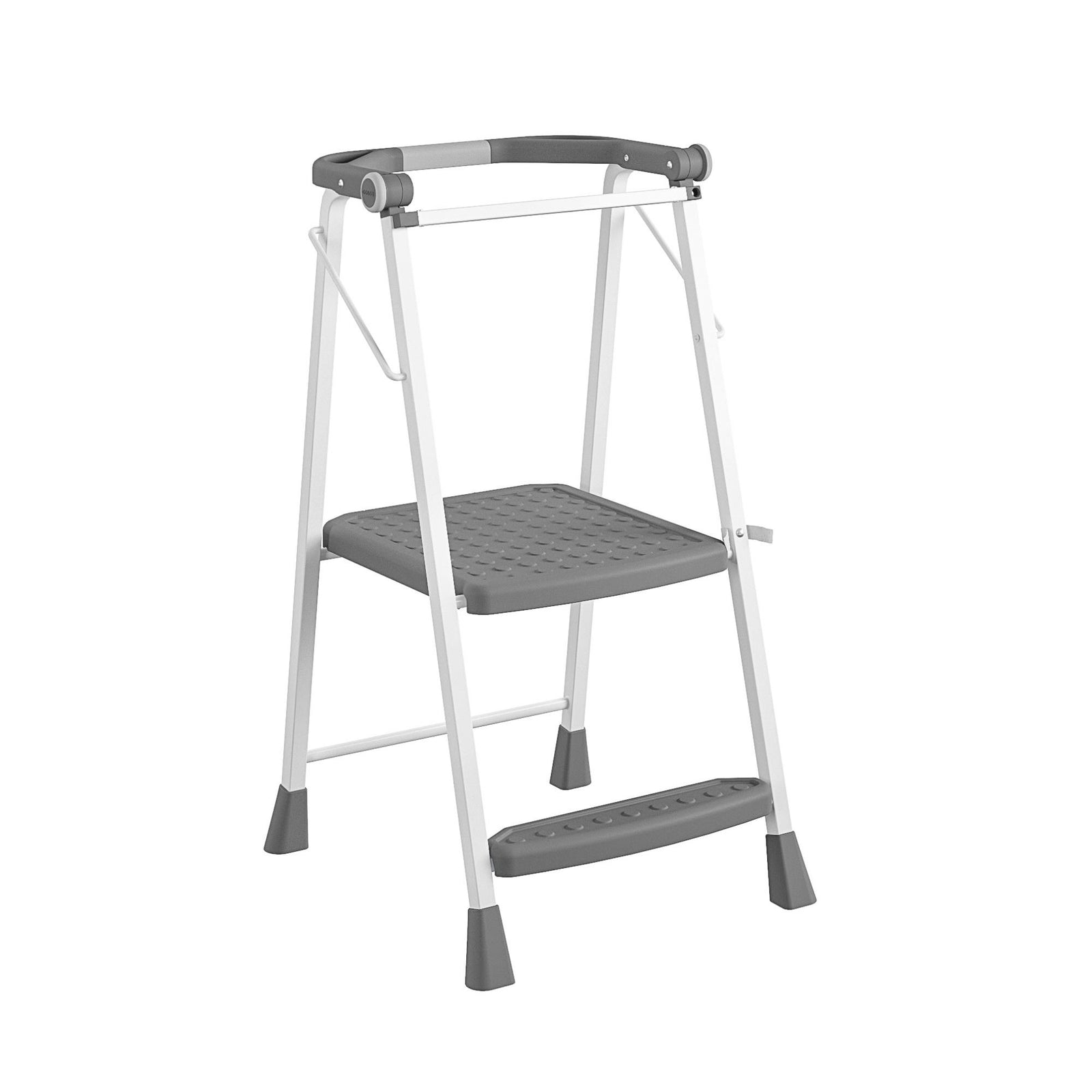 Kitchen Stepper™ Folding Step Stool - White / Grey - 2 Step