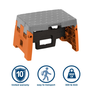 One-Step Molded Folding Step Stool - Orange