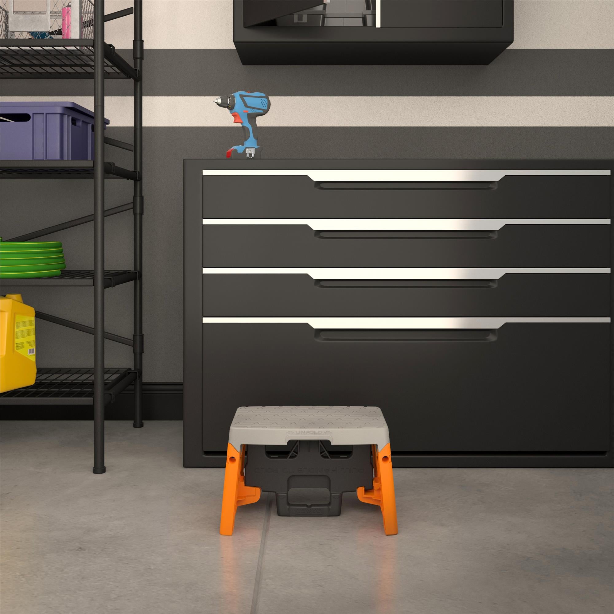 One-Step Molded Folding Step Stool - Orange