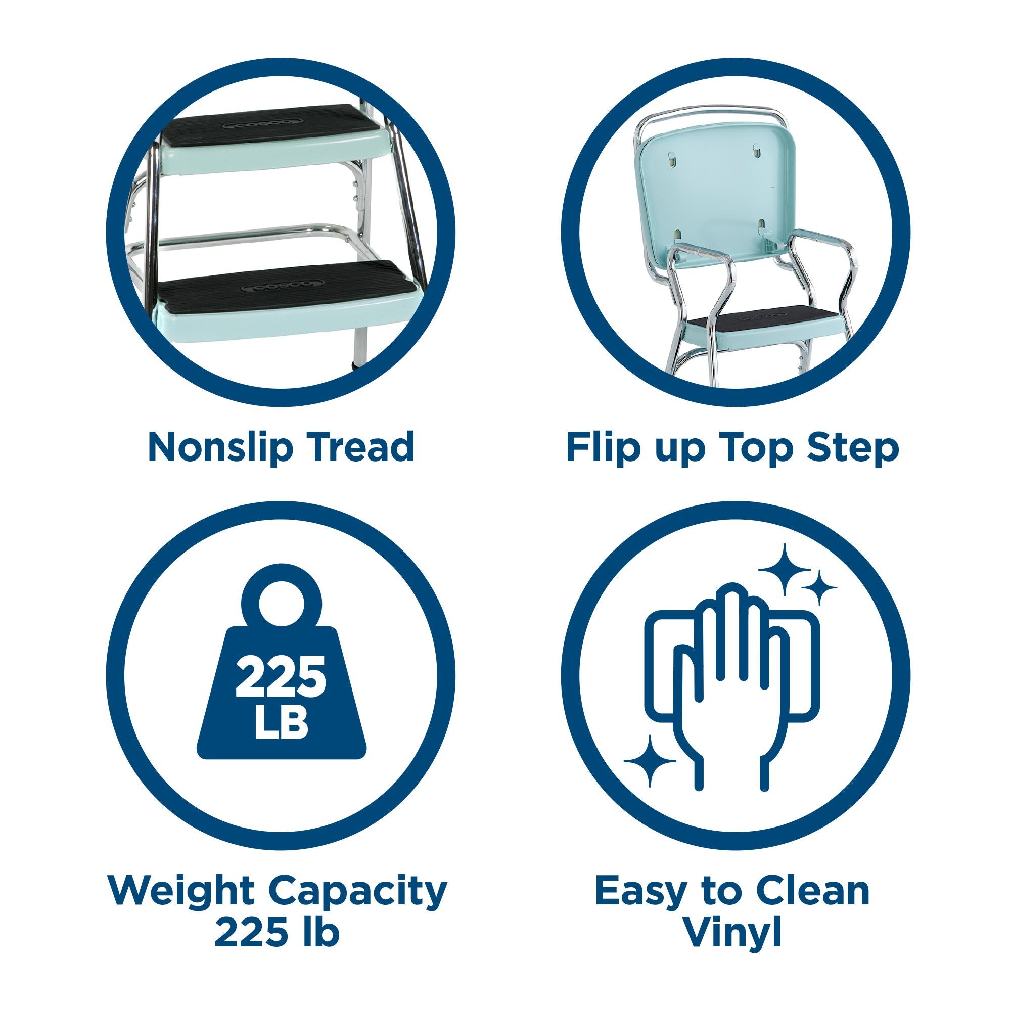 Stylaire Retro Chair + Step Stool with Flip-Up Seat - Cosco