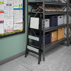 COSCO 3-Step Folding Step Stool with Rubber Hand Grip - Black