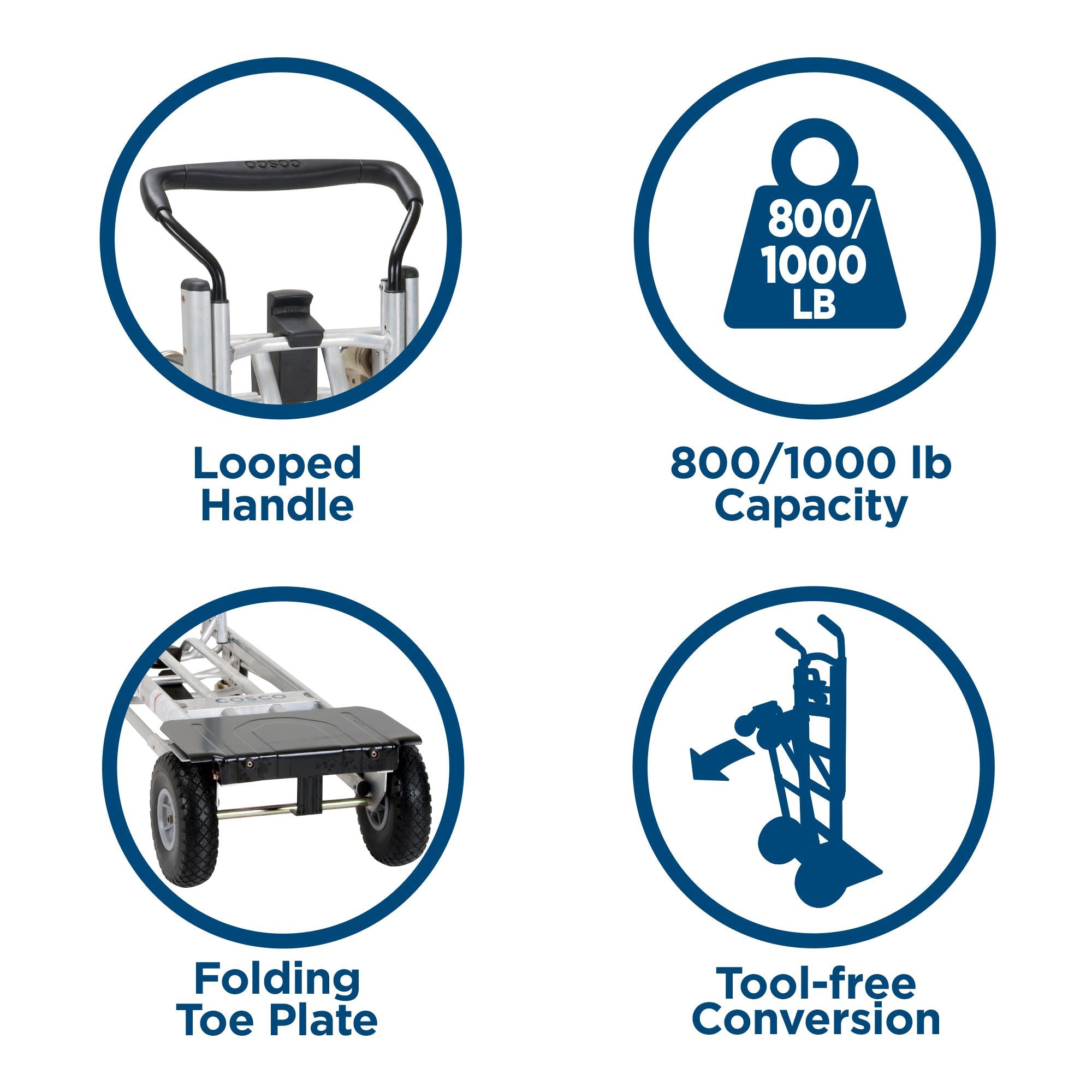 4-in-1 Folding Series Hand Truck with Flat-Free Wheels - Cosco