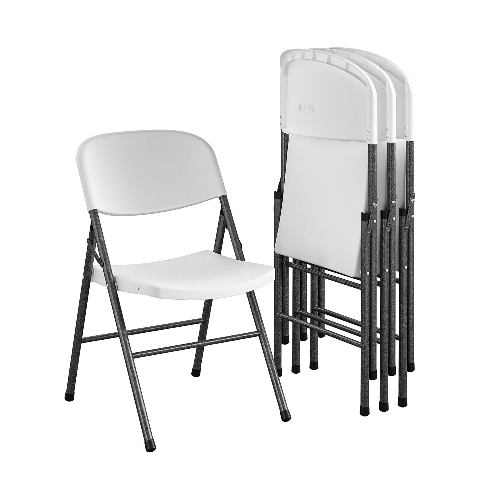 COSCO Commercial Plastic, Indoor/Outdoor Folding Chair, White, 4-Pack - White Speckley Pewter - 4-Pack