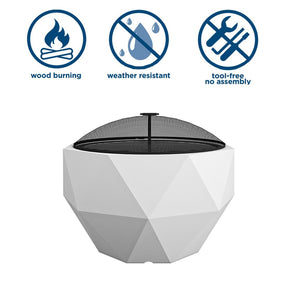 Outdoor 25" Geo Wood Burning Fire Pit - White