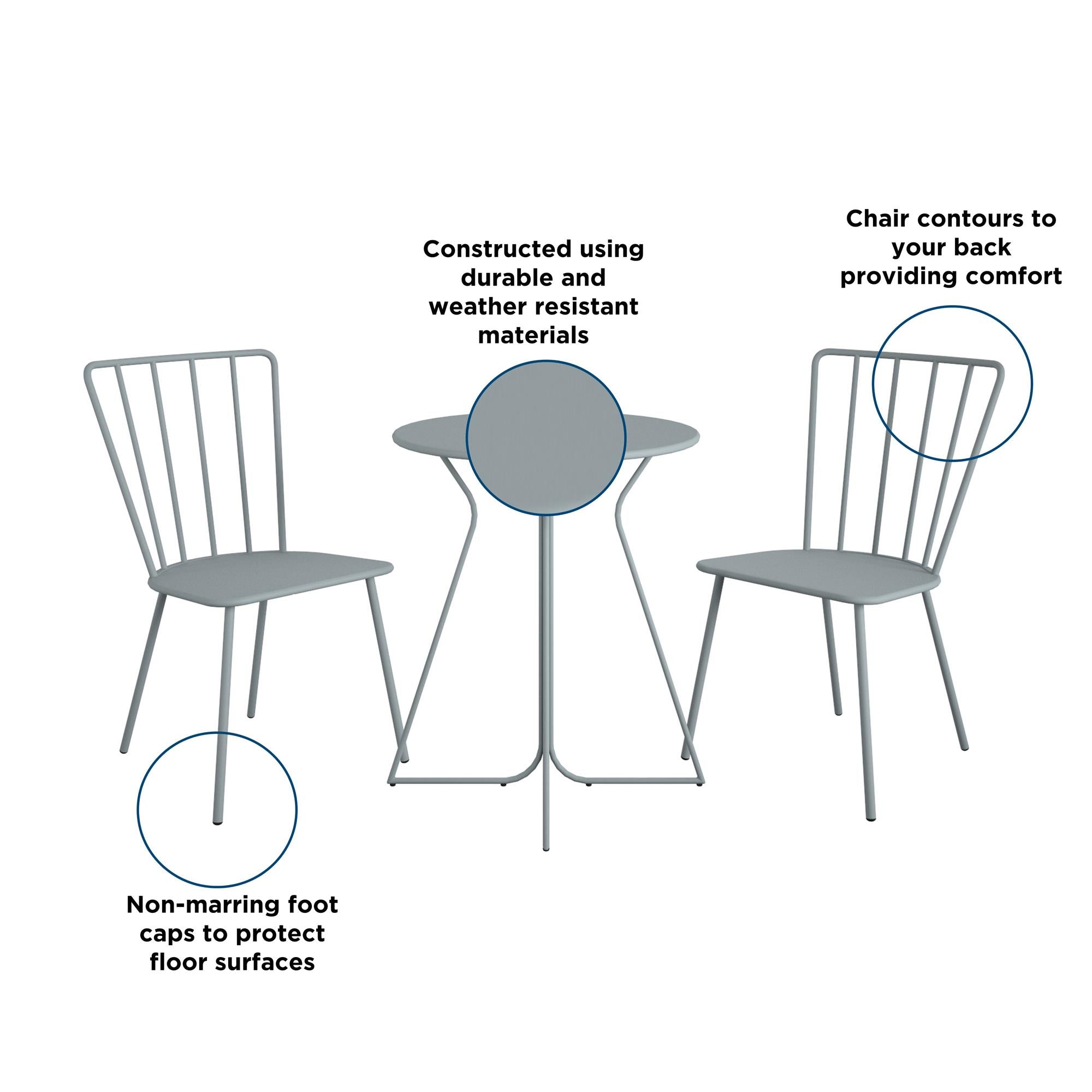 Novogratz Heidi 3 Piece Bistro Set - Cosco