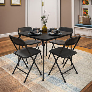 COSCO 5-Piece Solid Resin Centerfold Table & Chair Dining Set, Black - Black - 5 Piece
