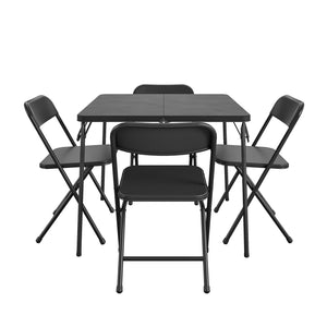 COSCO 5-Piece Solid Resin Centerfold Table & Chair Dining Set, Black - Black - 5 Piece