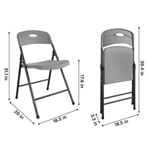 Solid Resin Plastic Folding Chair - Gray - 4-Pack