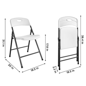 Solid Resin Plastic Folding Chair 4-Pack - White - 4-Pack