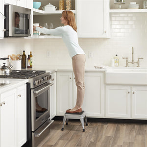 1-Step Non-Folding Steel Step Stool - Platinum/Black