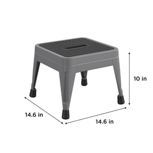 1-Step Non-Folding Steel Step Stool - Platinum/Black