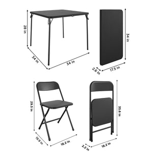COSCO 5-Piece Solid Resin Centerfold Table & Chair Dining Set, Black - Black - 5 Piece