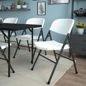 COSCO Commercial Plastic, Indoor/Outdoor Folding Chair, White, 4-Pack - White Speckley Pewter - 4-Pack