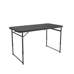 COSCO 4 ft. Fold-in-Half Adjustable Height Indoor/Outdoor Utility Table, Black - Black