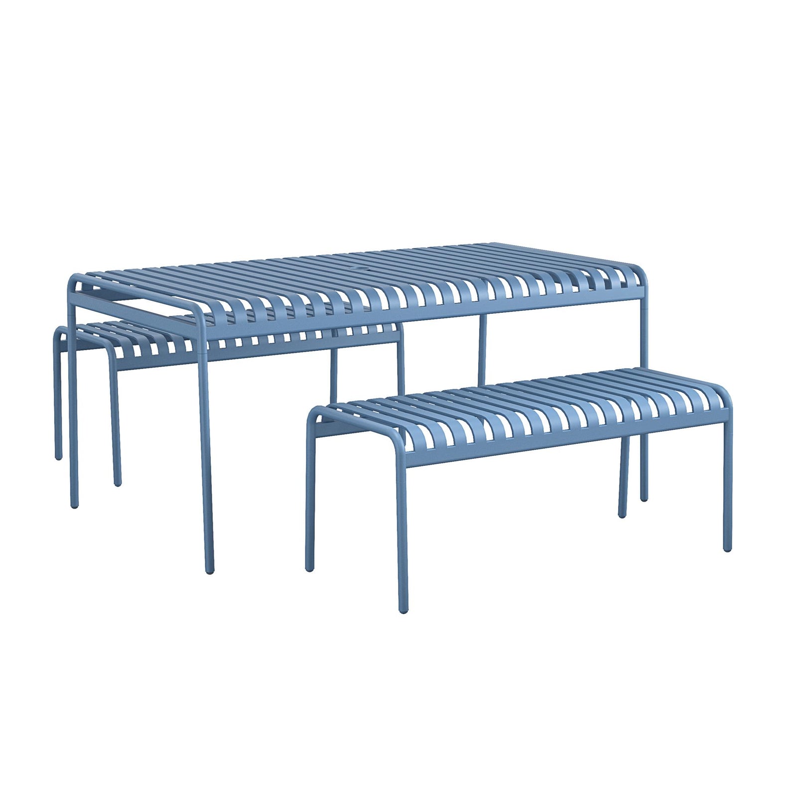 Novogratz Poolside Gossip, Ola All-Steel Table and Bench Set, French Blue - French Blue
