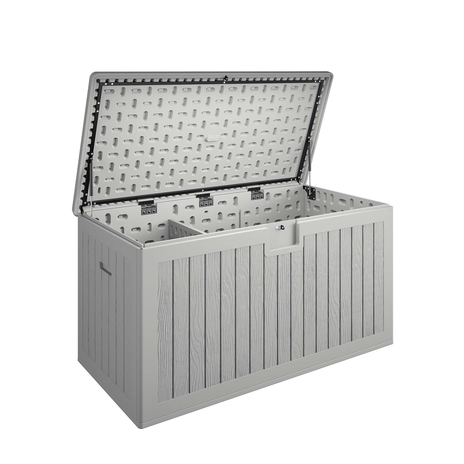 150 Gallon Blow Mold Outdoor Storage Box with Wood Grain - Fog Gray