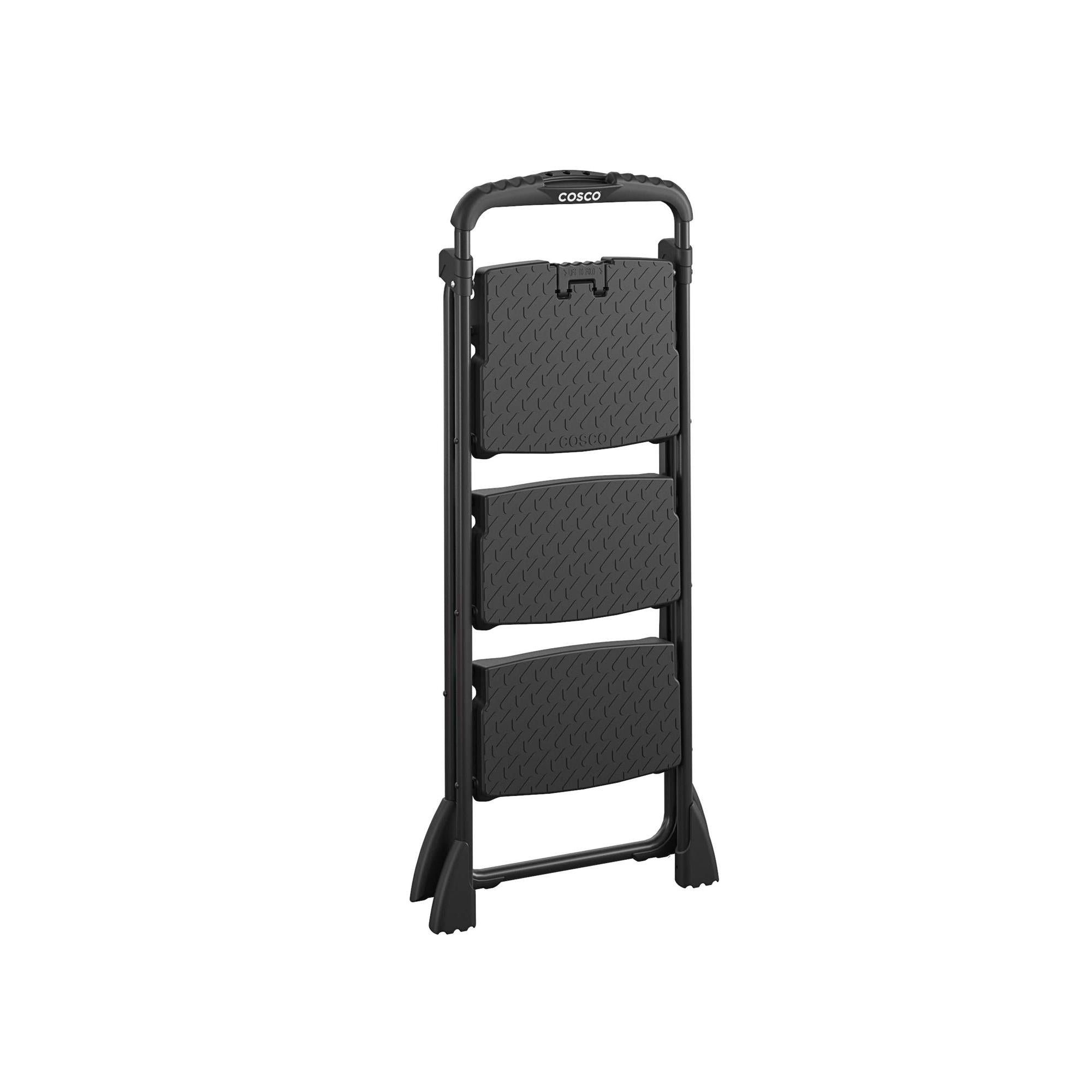 COSCO 3-Step Ladder, Folding Step Stool with Top Cap, Anti-Slip