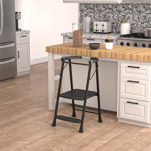 COSCO 2-Step Kitchen Stepper™ Folding Step Stool, Premium Safety Series, Ages 4+, Black - Black