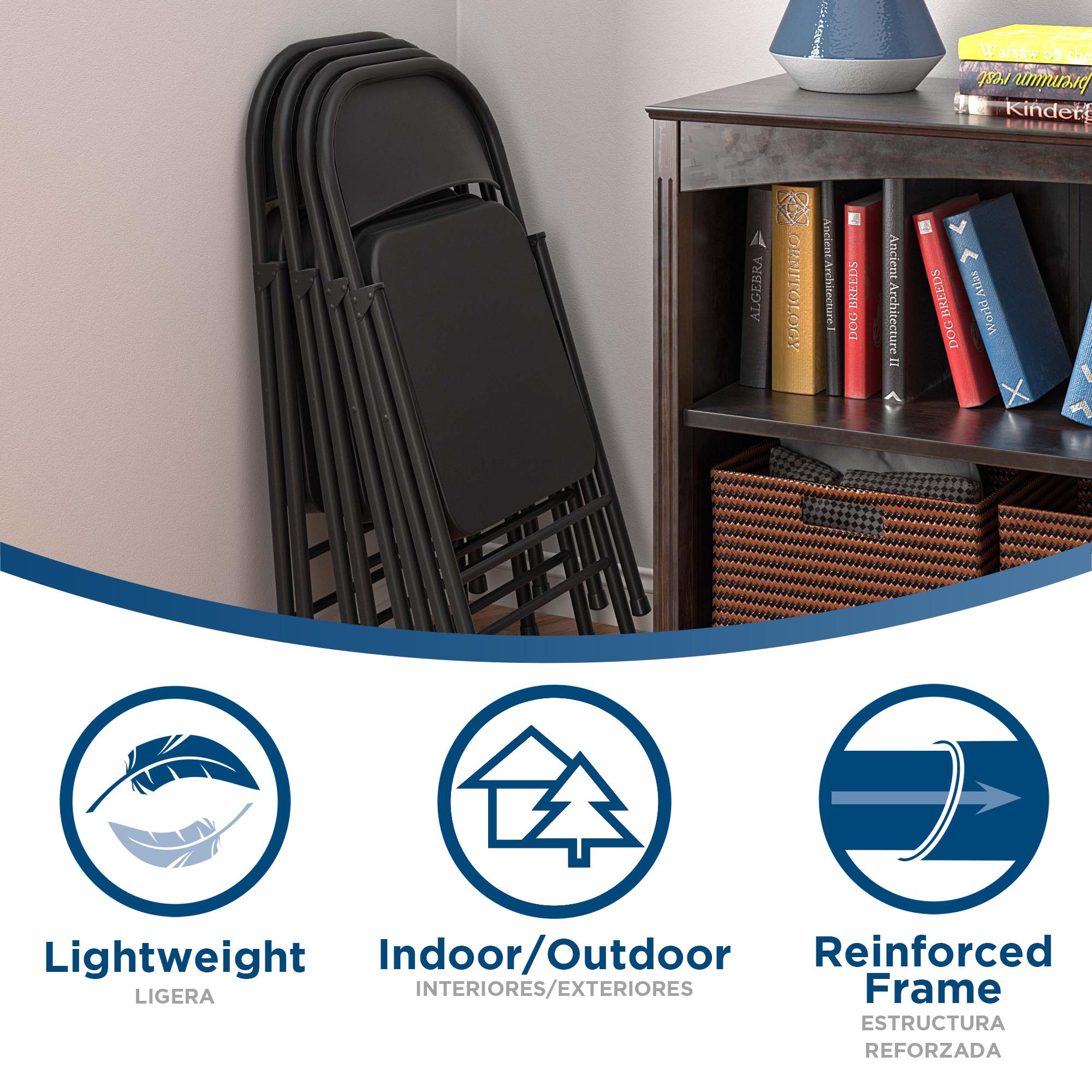 All Steel Smartfold Folding Chair, 10 Pack, Black - Cosco