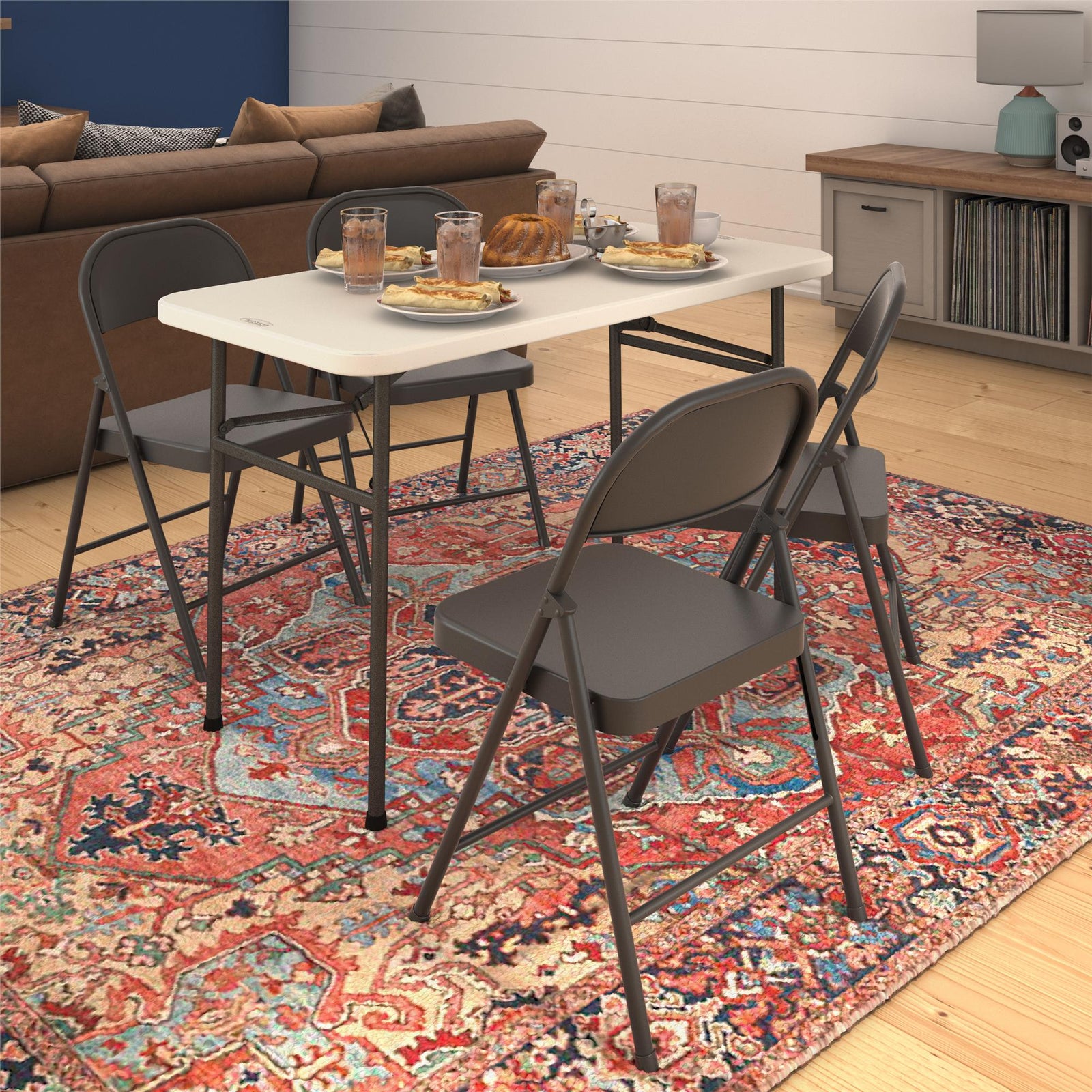 All Steel Smartfold Folding Chair, 10 Pack, Black - Black