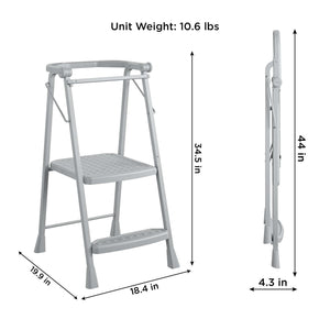 COSCO 2-Step Kitchen Stepper™ Folding Step Stool, Premium Safety Series, Ages 4+, Gray - Gray