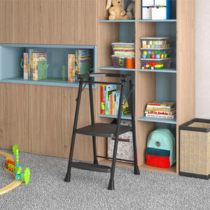 COSCO 2-Step Kitchen Stepper™ Folding Step Stool, Premium Safety Series, Ages 4+, Black - Black