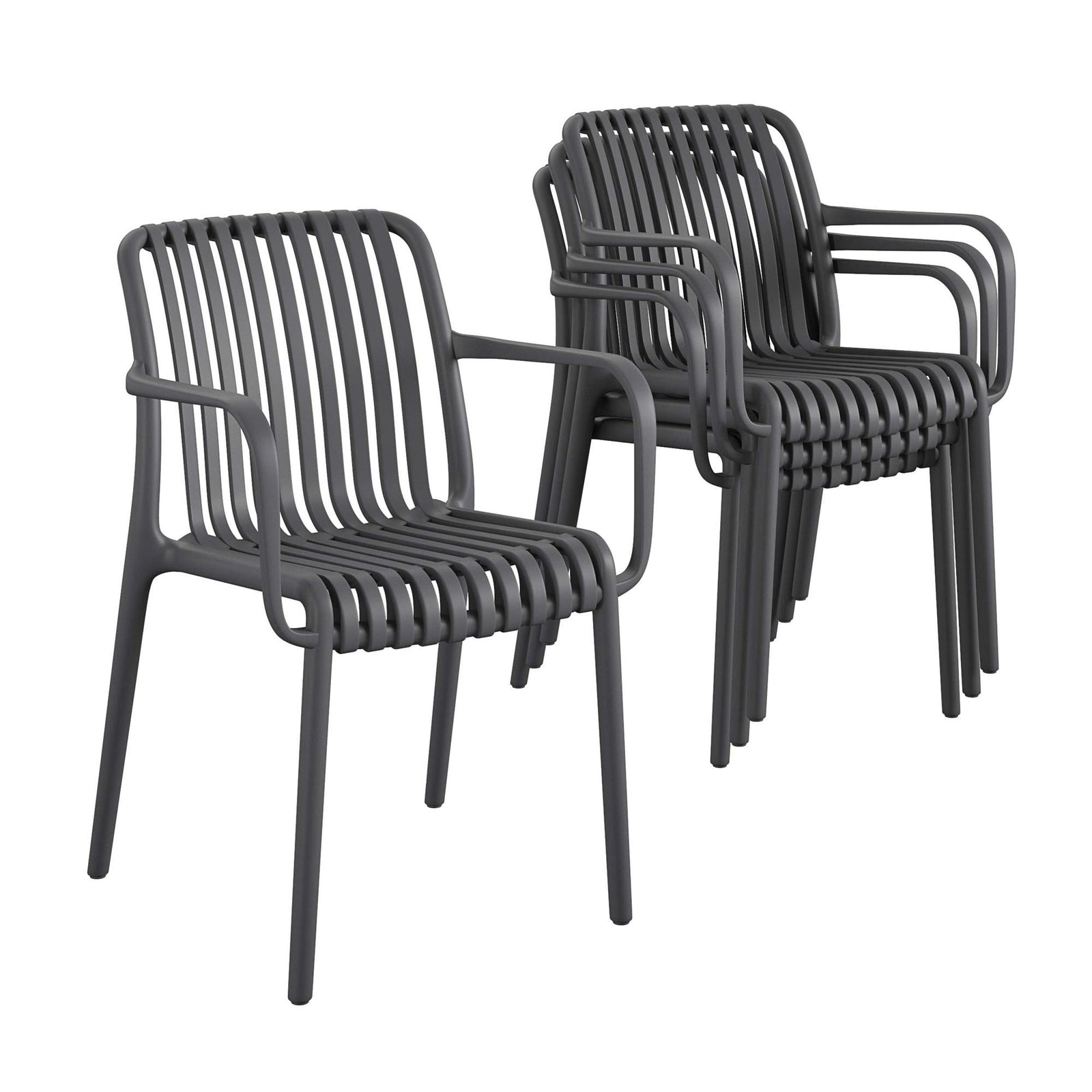 Bennett Stacking Dining Chairs by The Novogratz, 4 Pack, Charcoal - Charcoal