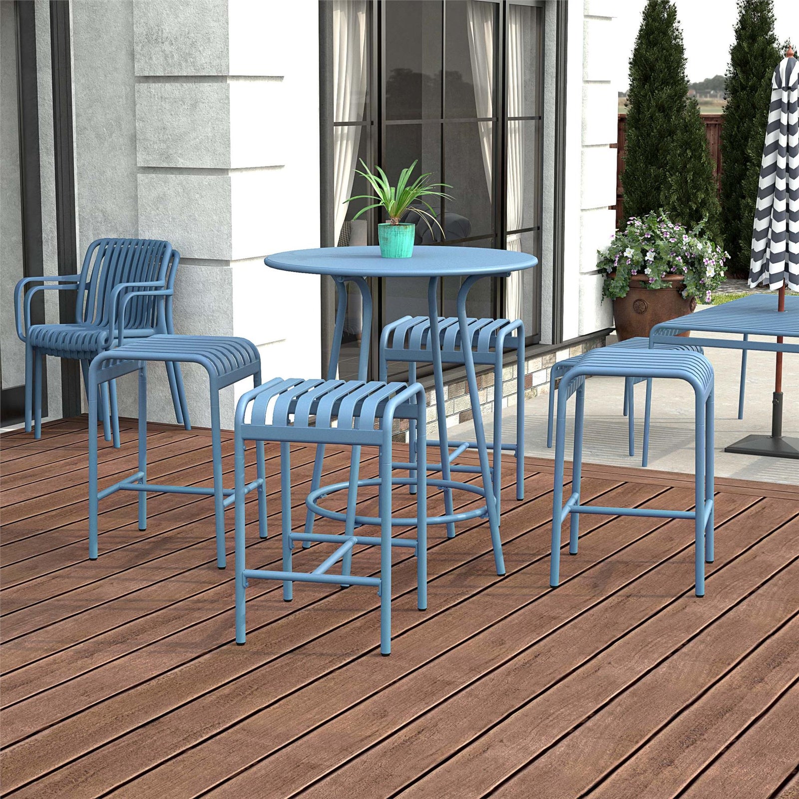 Ola 5-Piece High Dining Set by The Novogratz, French Blue - French Blue