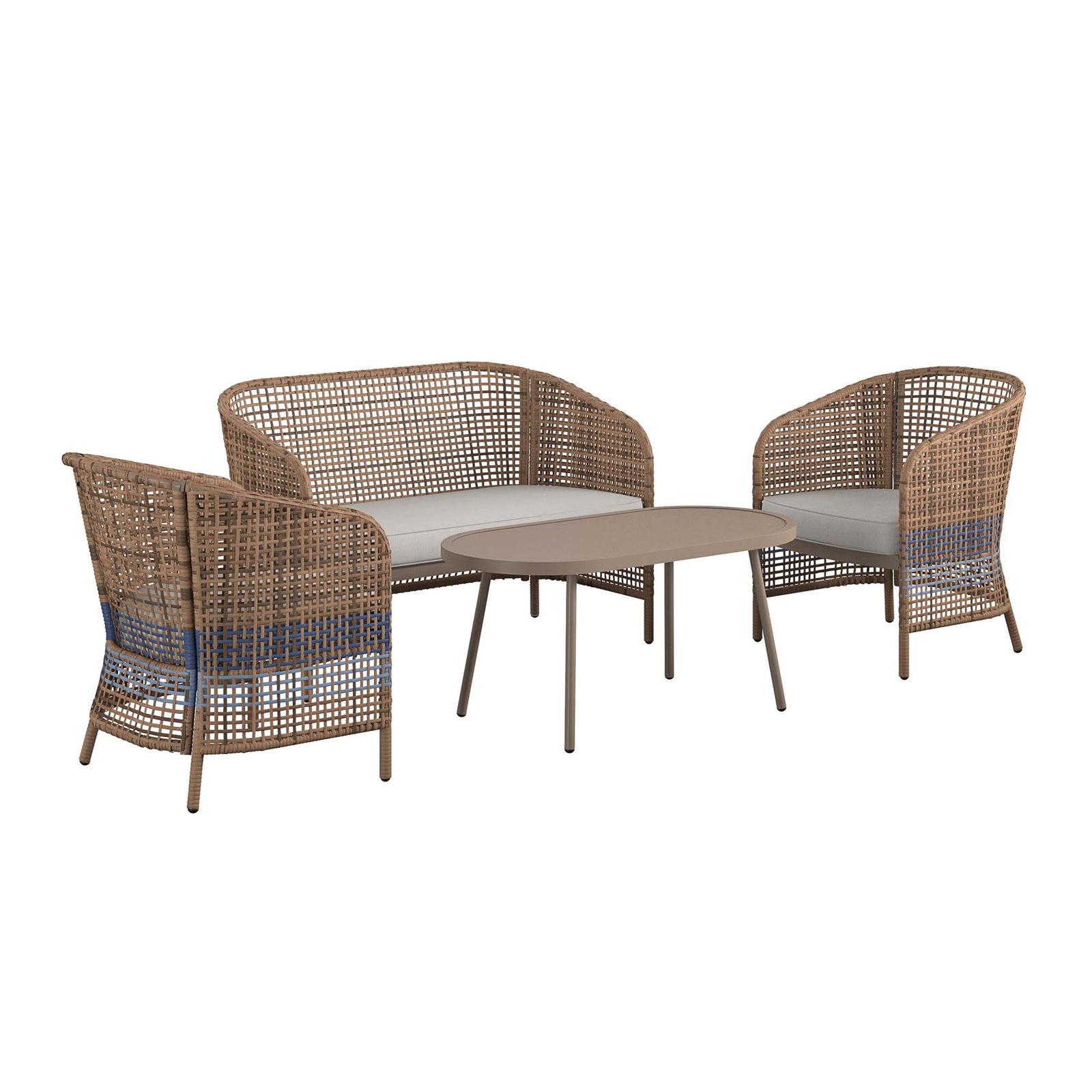 Ava 4-Piece Wicker Conversation Set by The Novogratz - Tan
