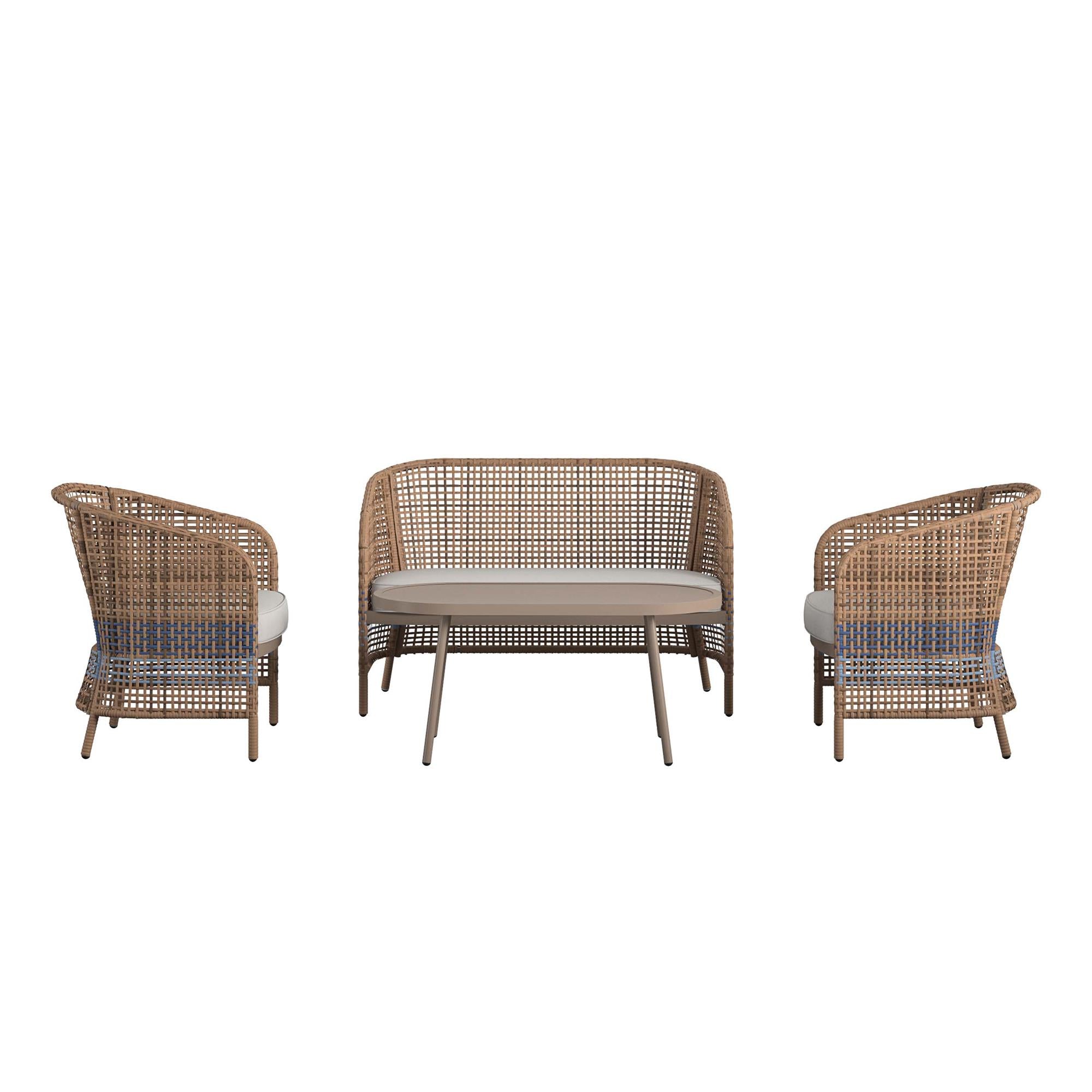 Ava 4-Piece Wicker Conversation Set by The Novogratz - Cosco